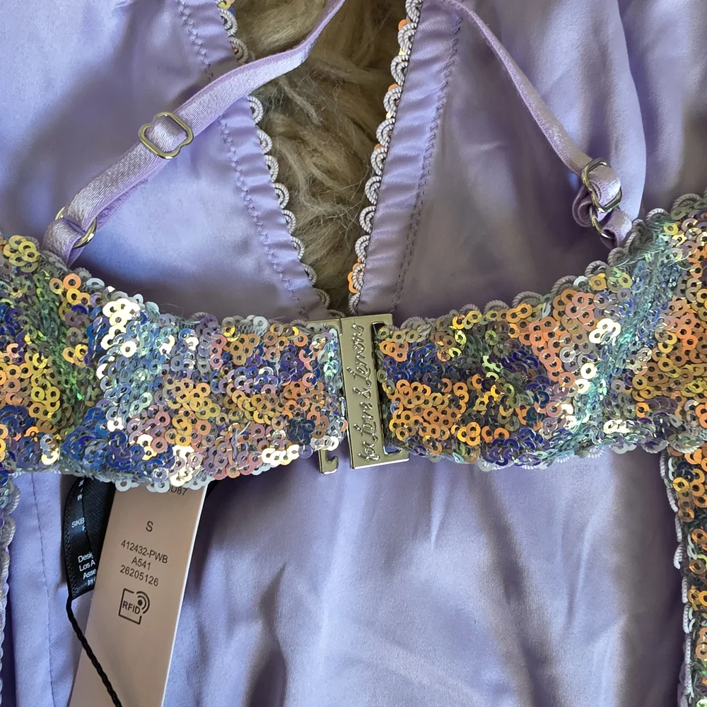 For Love & Lemons Iridescent Sequin Bodysuit in Lavender - Picture 3 of 8
